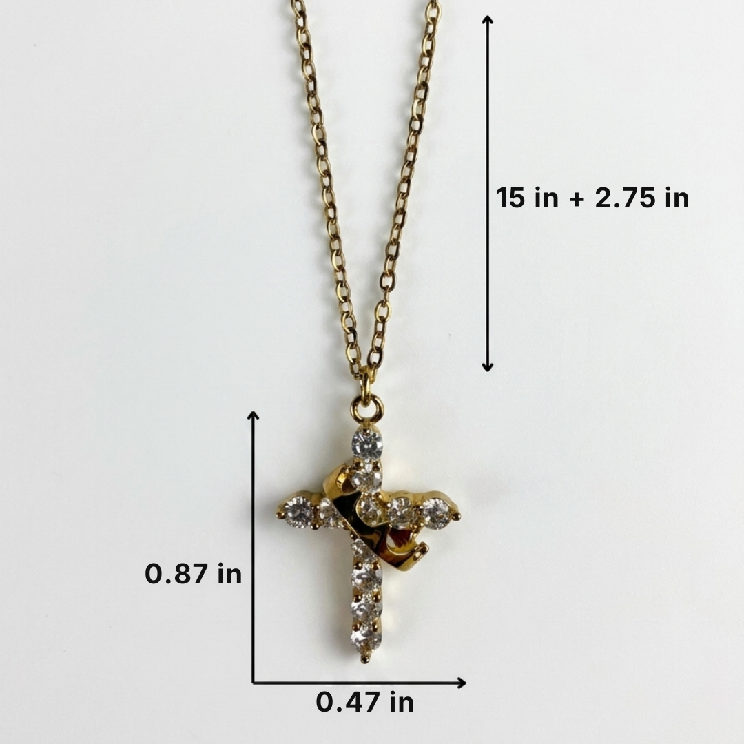 Rotating Crown Cross Necklace