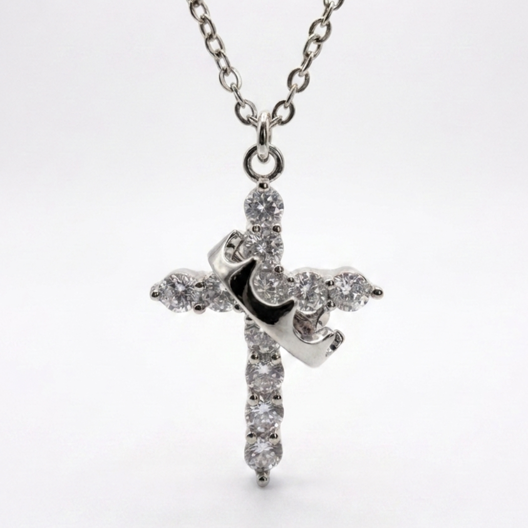 Rotating Crown Cross Necklace